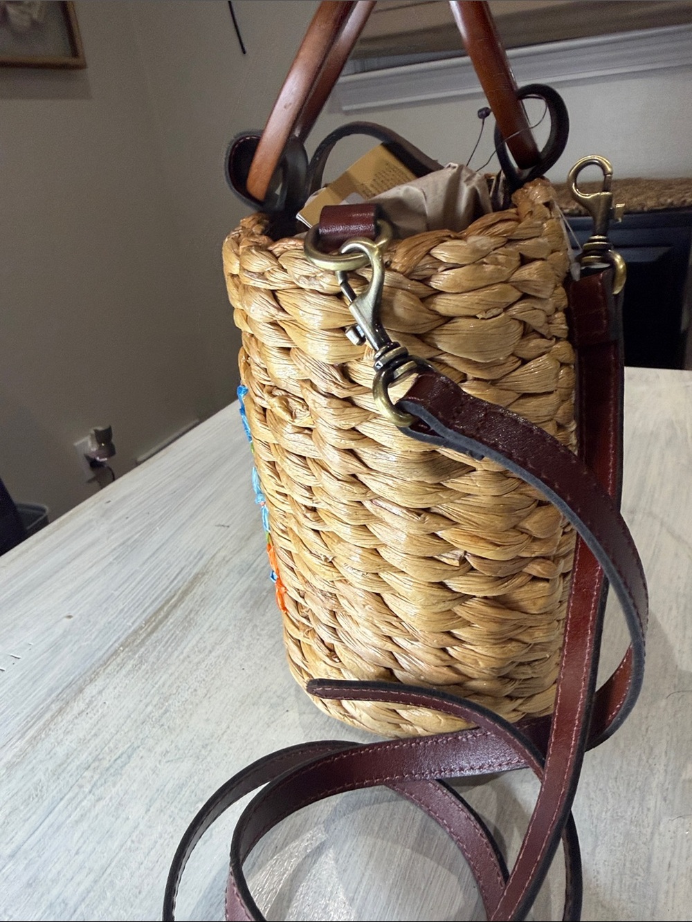 Patricia Nash Straw Crossbody with Multicolor Embroidered Flowers - Picture 4 of 14